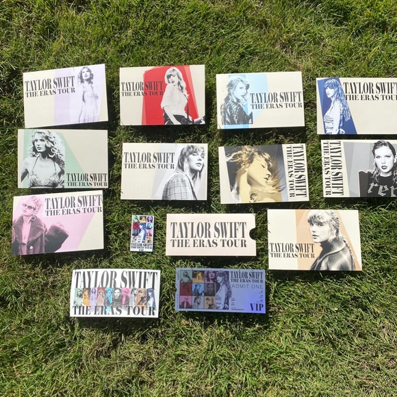 NWT VIP Collectible Eras Tour Pin, Sticker, (10) postcards, & souvenir ticket - Picture 1 of 4